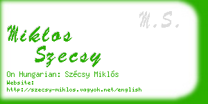 miklos szecsy business card